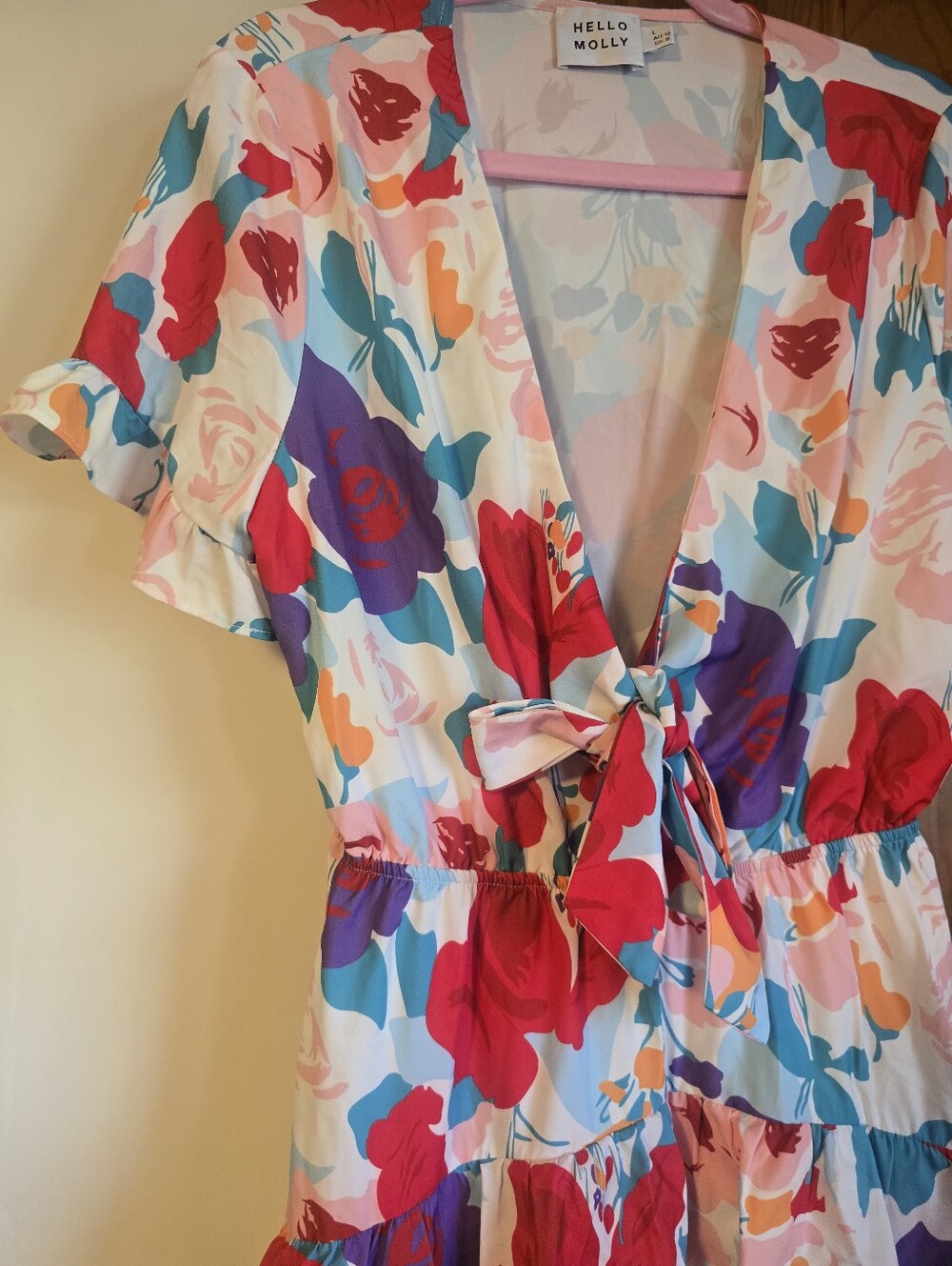 Hello Molly Multi-Color Floral Tie-Front Ruffle Mini Dress - Picture 5 of 16
